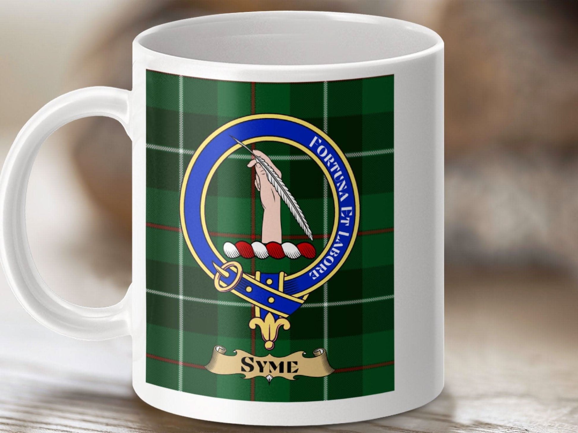 Scottish Clan Crest Syme Tartan Design Mug product type