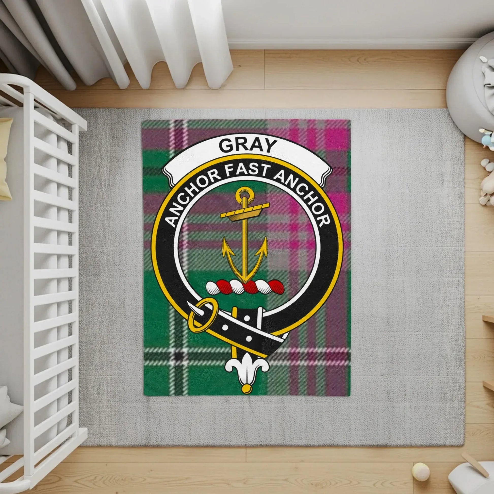 Gray Anchor Fast Anchor Plaid Design for Rug product