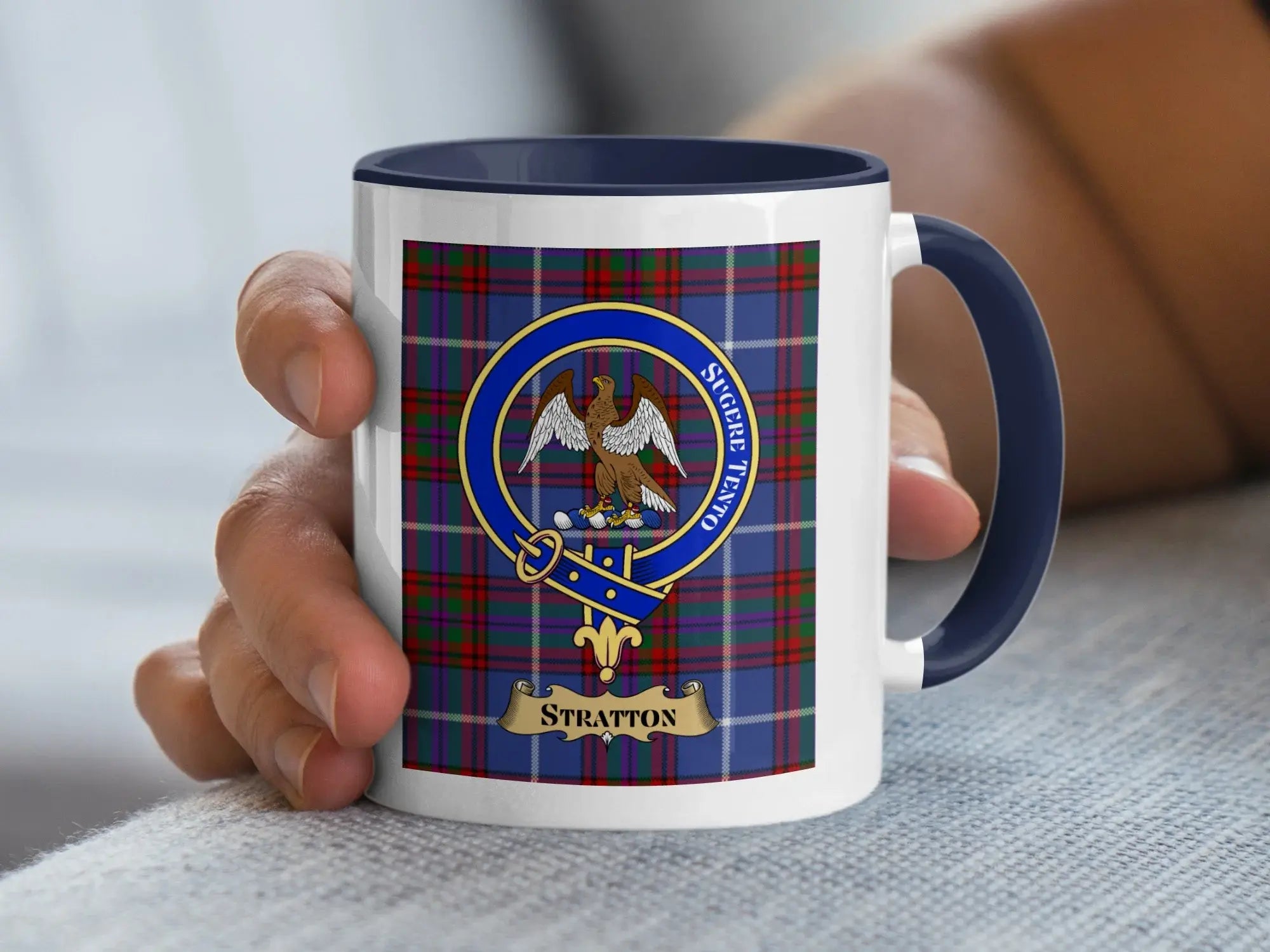 Scottish Clan Stratton Plaid with Eagle Crest Mug