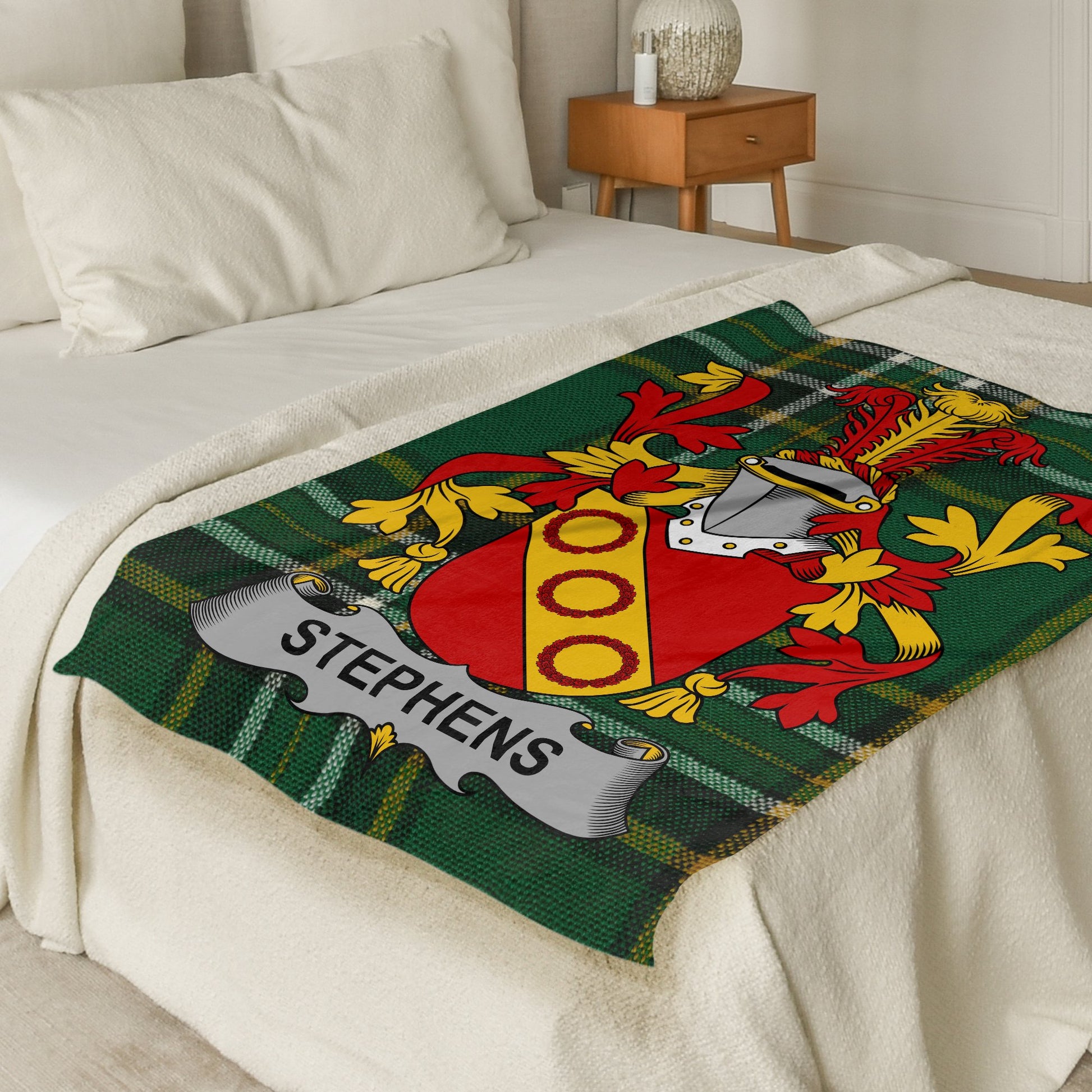 Stephens Surname Irish Tartan Throw Blanket - Living Stone Gifts