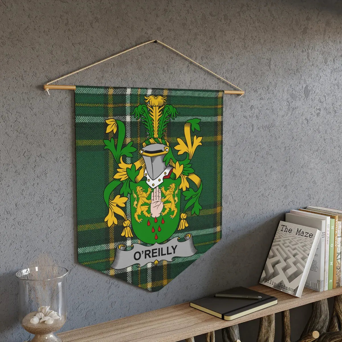 Family Crest Banner Display Green Plaid Wall Decor product type