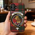 MacGregor clan crest tartan phone case — edge-to-edge plaid design with 'S Rioghal Mo Dhream motto