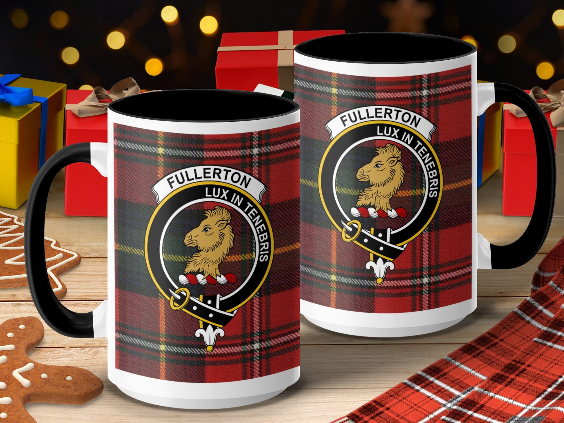 Clan Fullerton Scottish Tartan Crest Mug - Living Stone Gifts