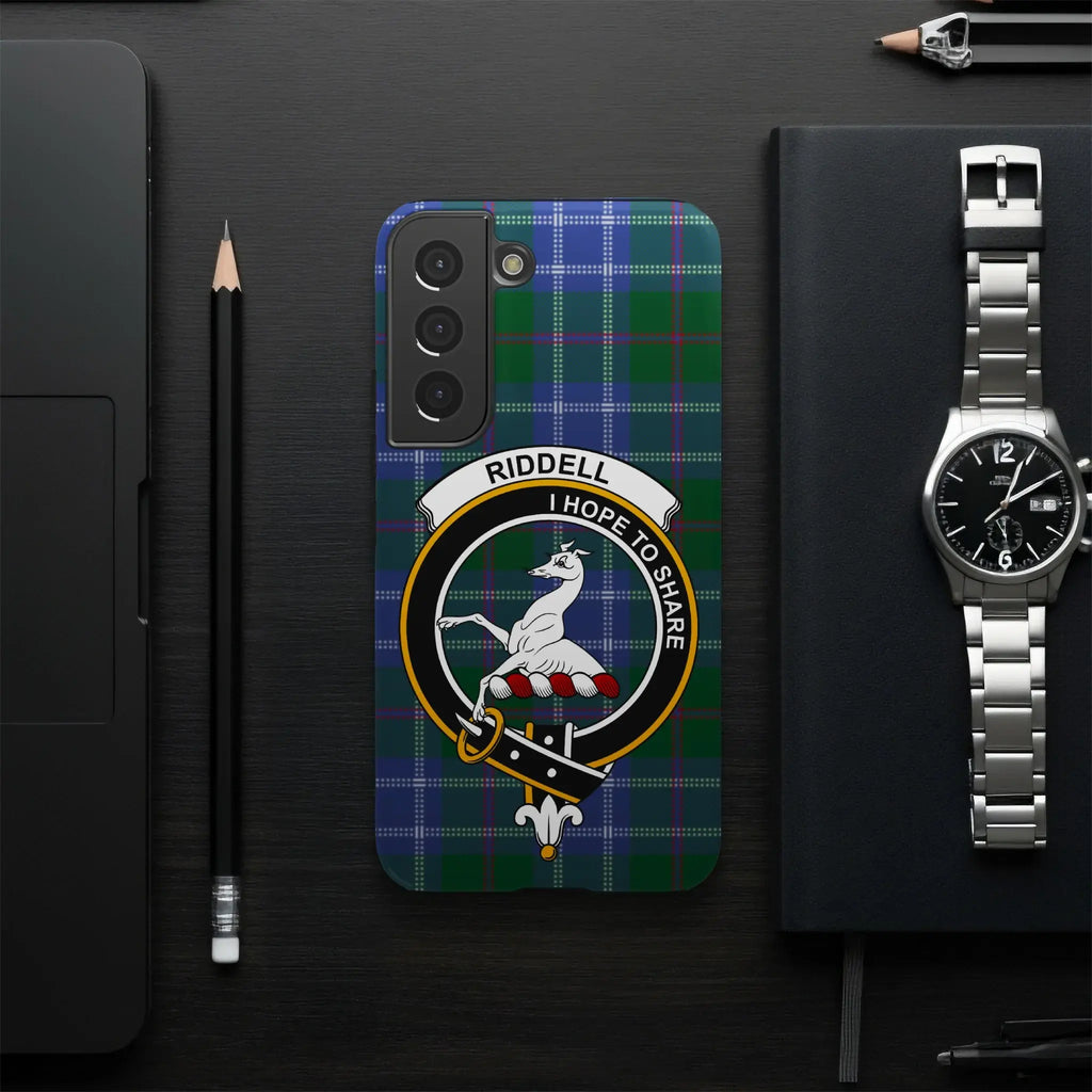 Riddell clan crest I Hope to Share phone cover — edge-to-edge print, slim glossy build