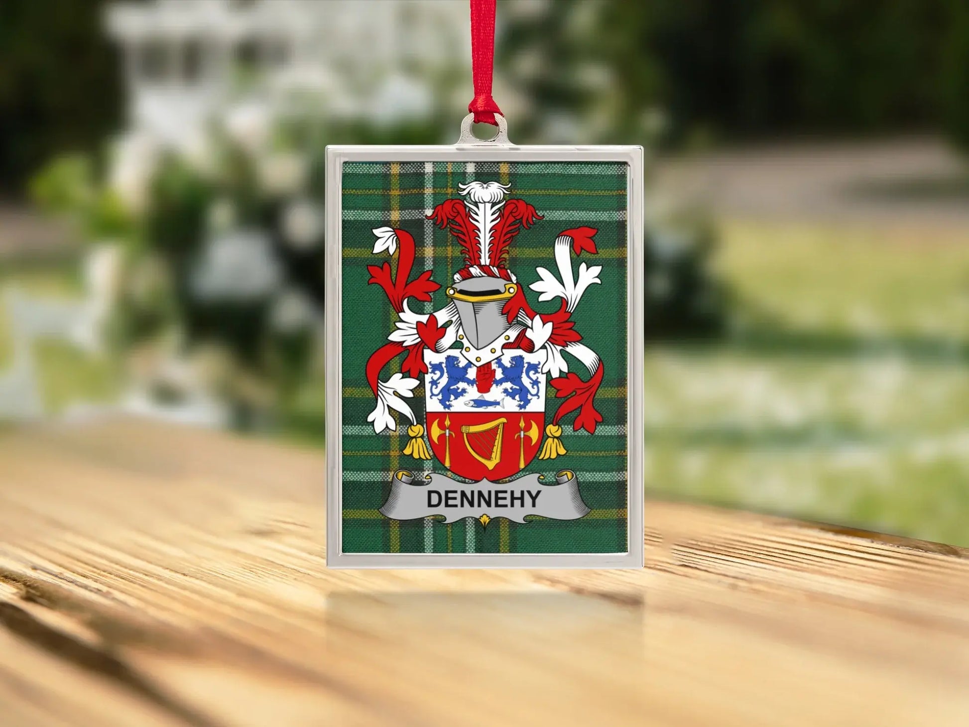 Dennehy Family Crest Plaid Pattern Ornament product