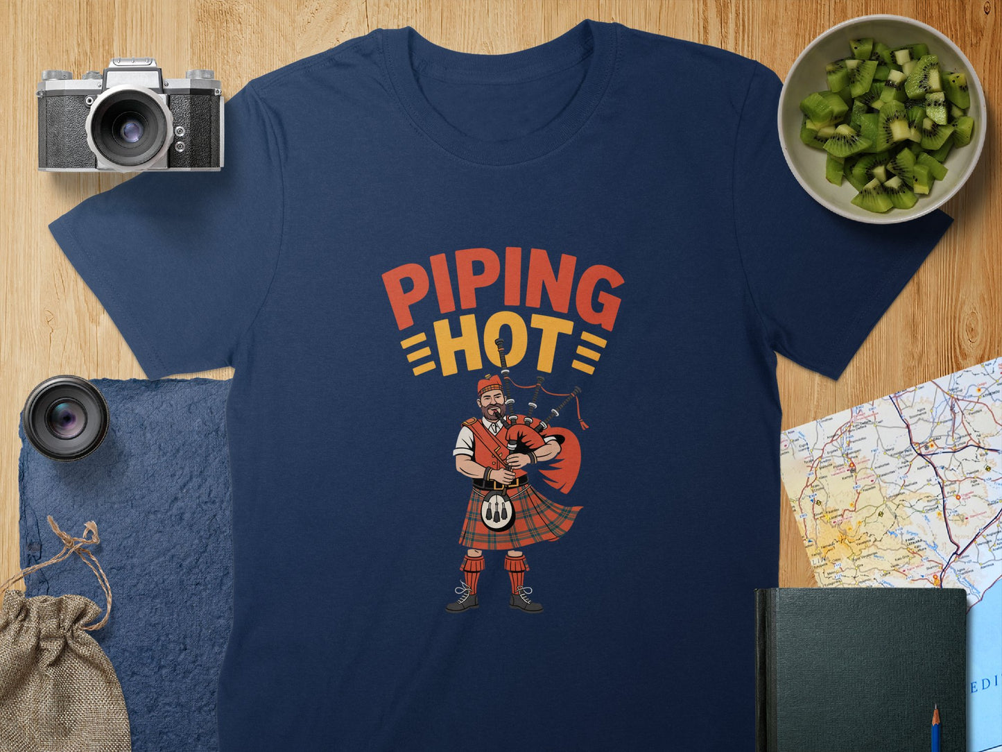 Piping Hot Bagpipe Playing Highlander Graphic T-shirt product type