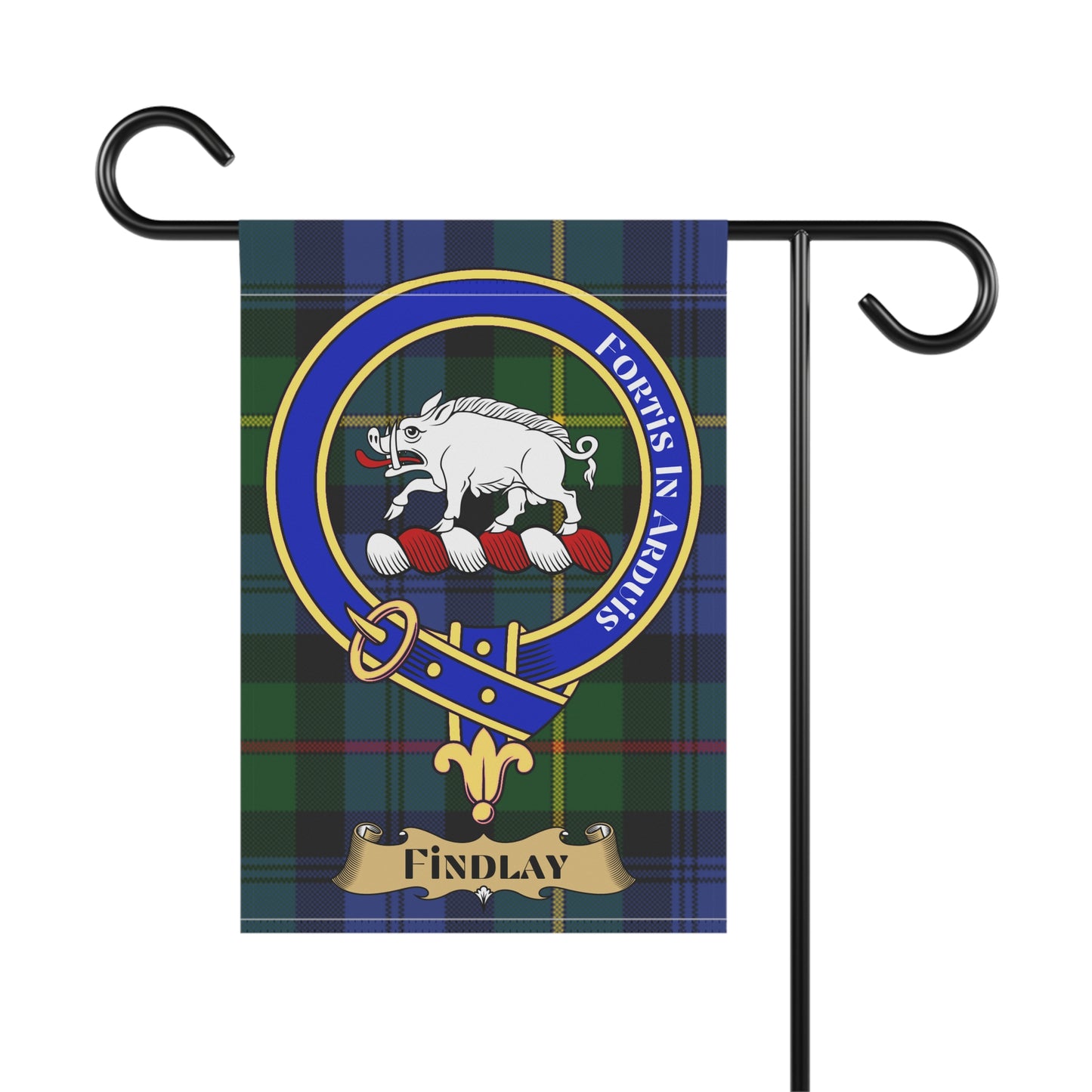 Findlay Clan Scottish Tartan Crest Garden Flag