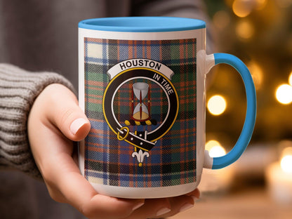 Houston In Time Crest Plaid Tartan Clan Scottish Mug - Living Stone Gifts