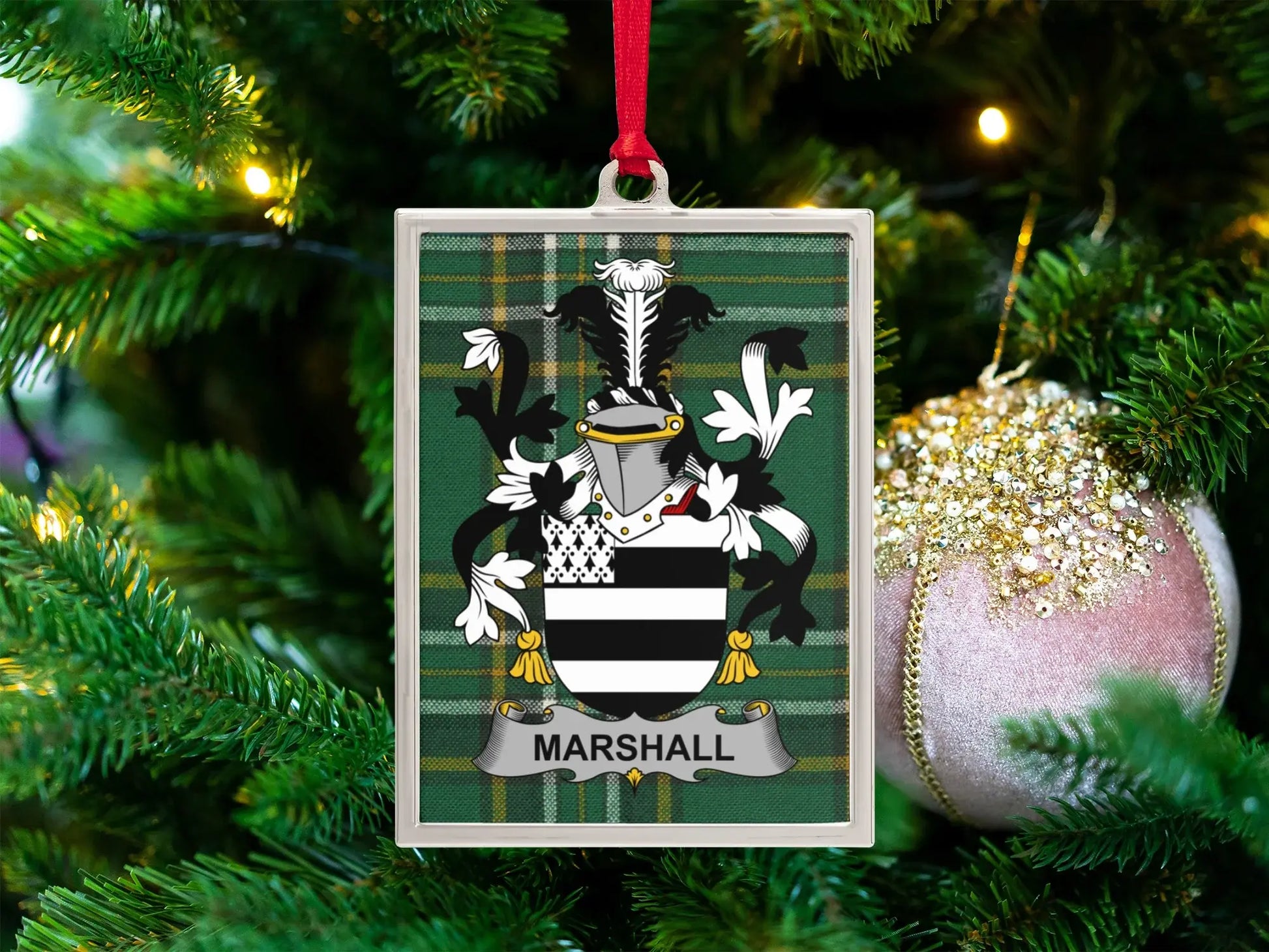 Custom Marshall Family Crest Christmas Ornament product