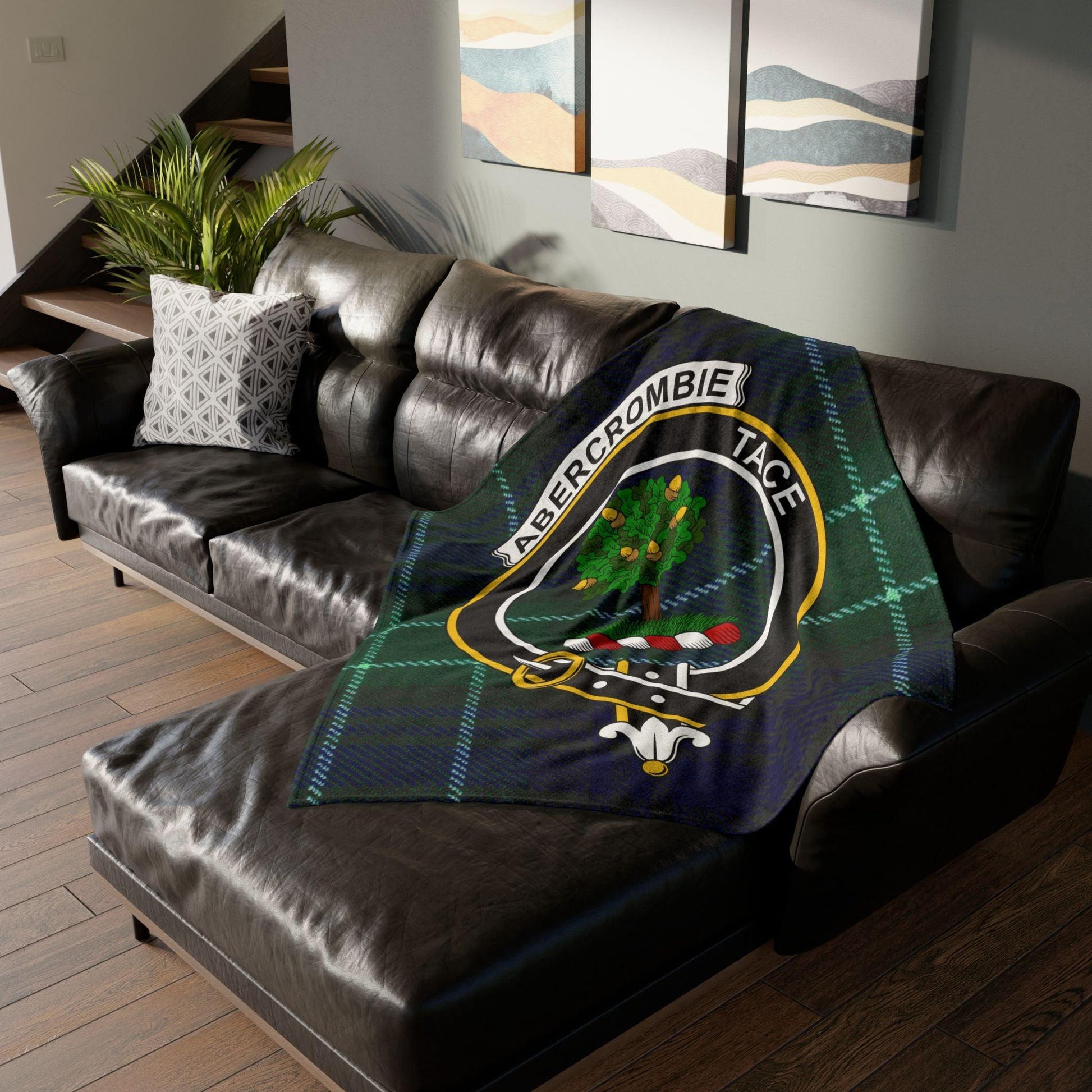 Abercrombie Clan Crest Scottish Tartan Blanket - Celtic Ancestry Gifts