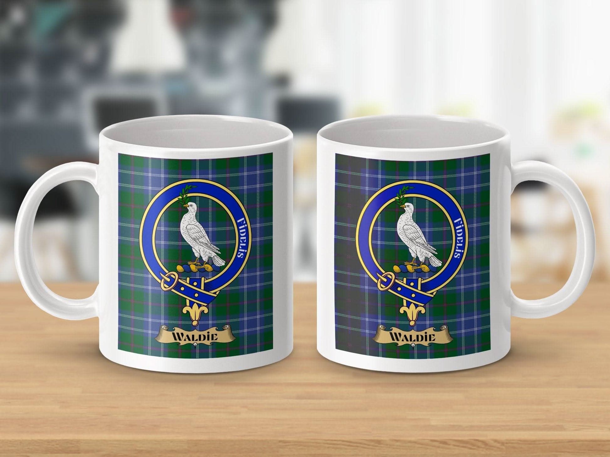 Family Crest Waldie Clan Tartan Personalized Mug product type