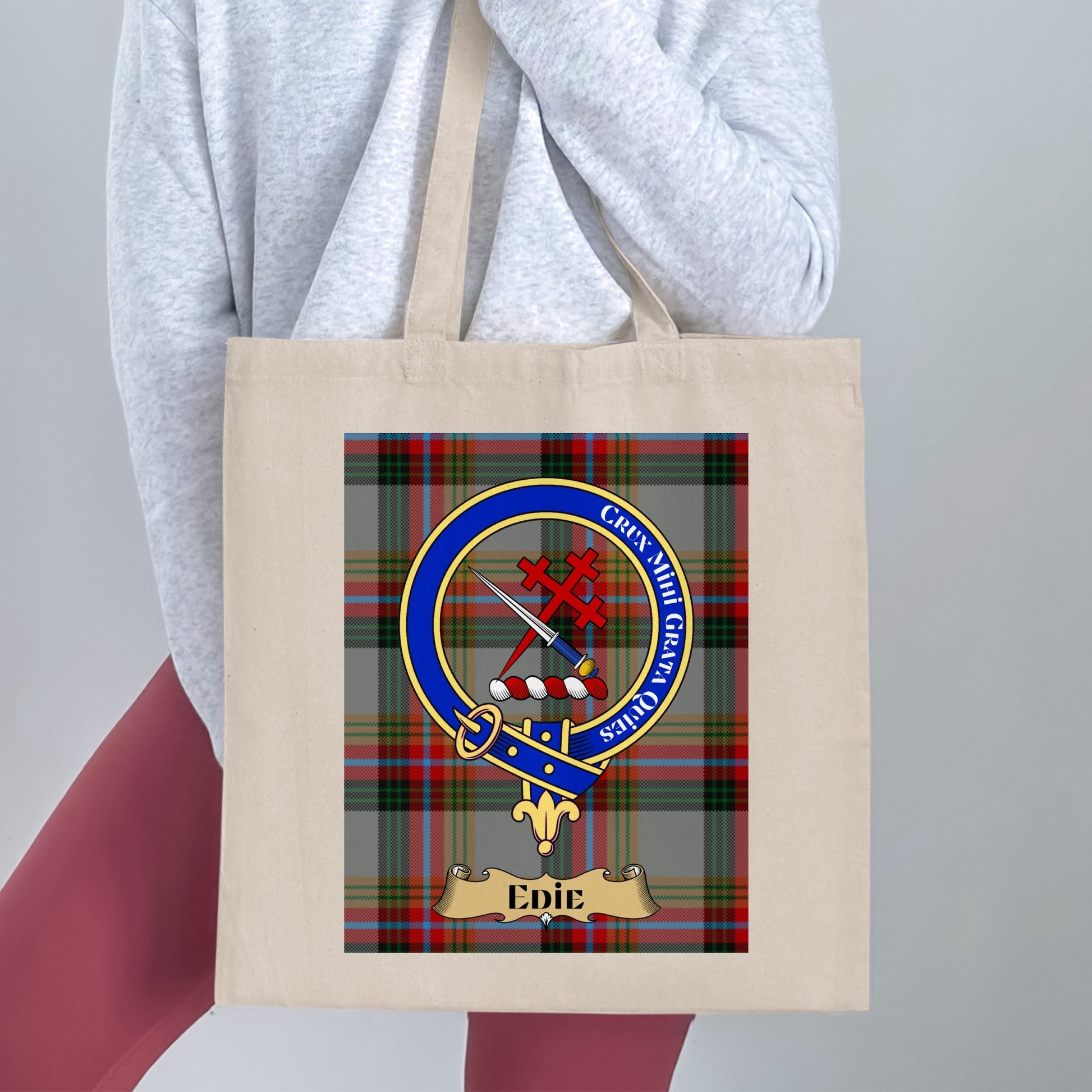 Clan Edie Scottish Crest Tartan Tote Bag - Living Stone Gifts