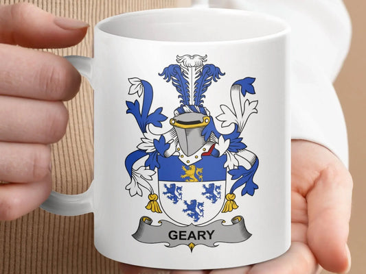 Geary Surname Irish Family Crest Mug - Celtic Ancestry Gifts