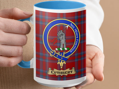 Clan Cuthbert Scottish Tartan Crest Badge Mug - Living Stone Gifts