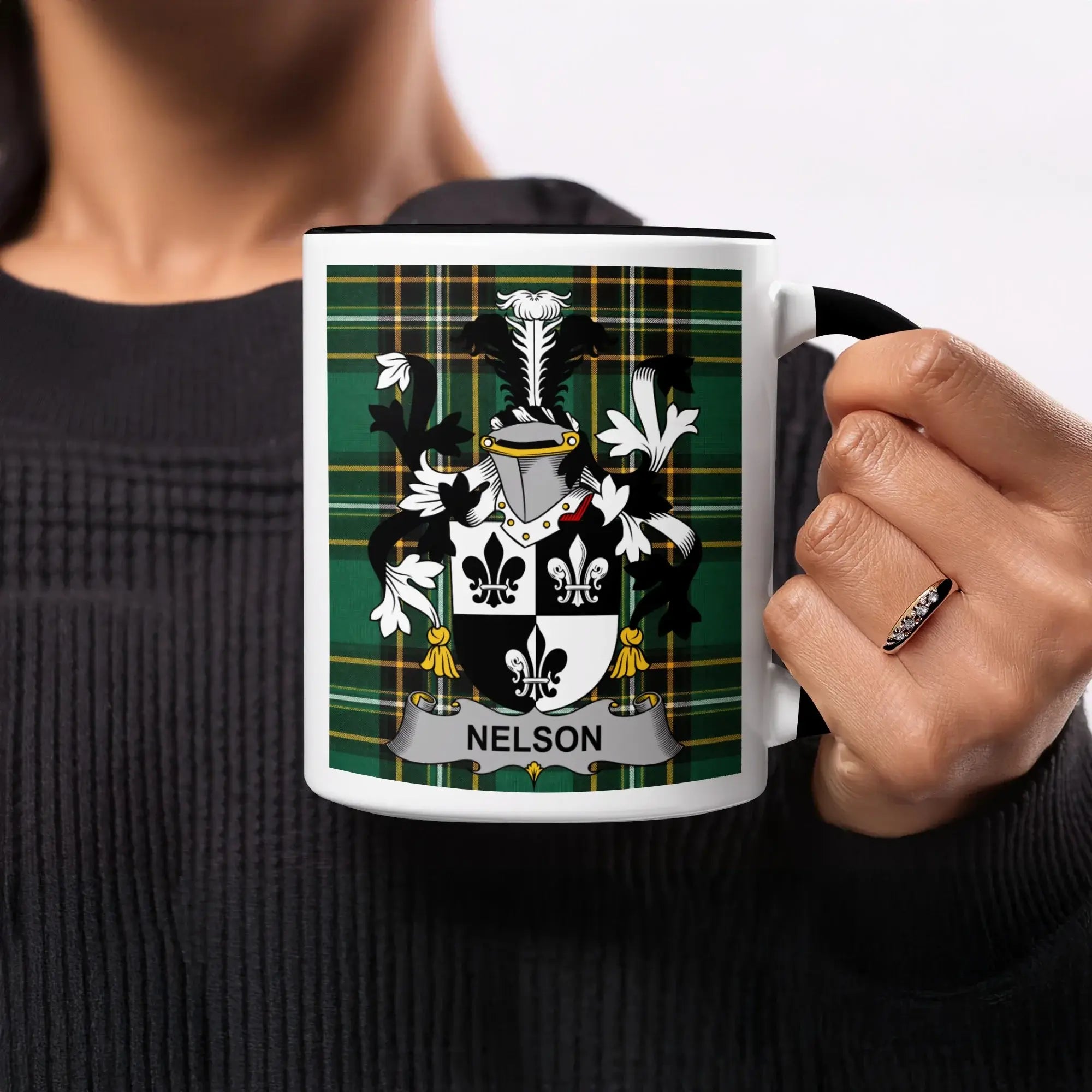 Nelson Irish heritage mug with black handle and interior