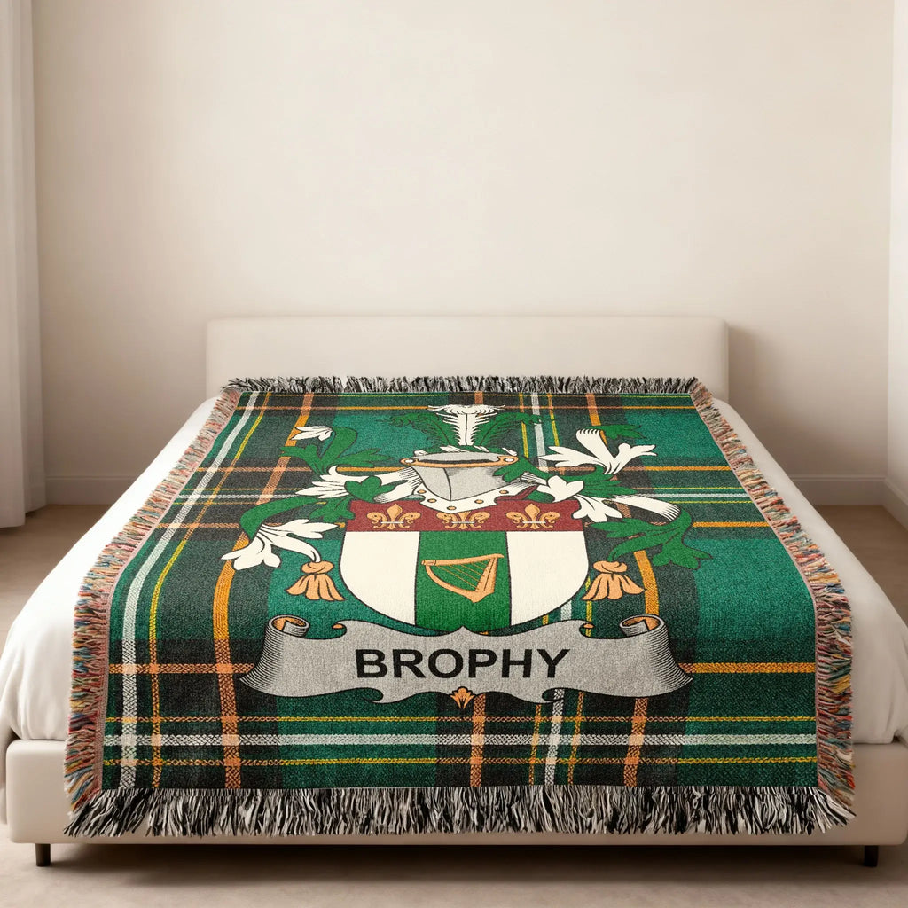 Brophy Crest Green Plaid Blanket Fringed product type