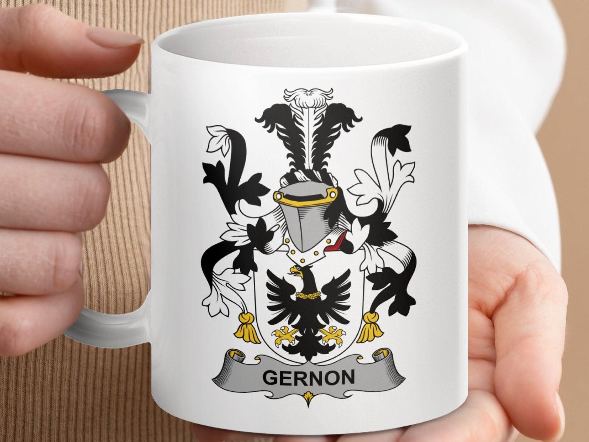 Gernon Surname Irish Family Crest Mug - Celtic Ancestry Gifts