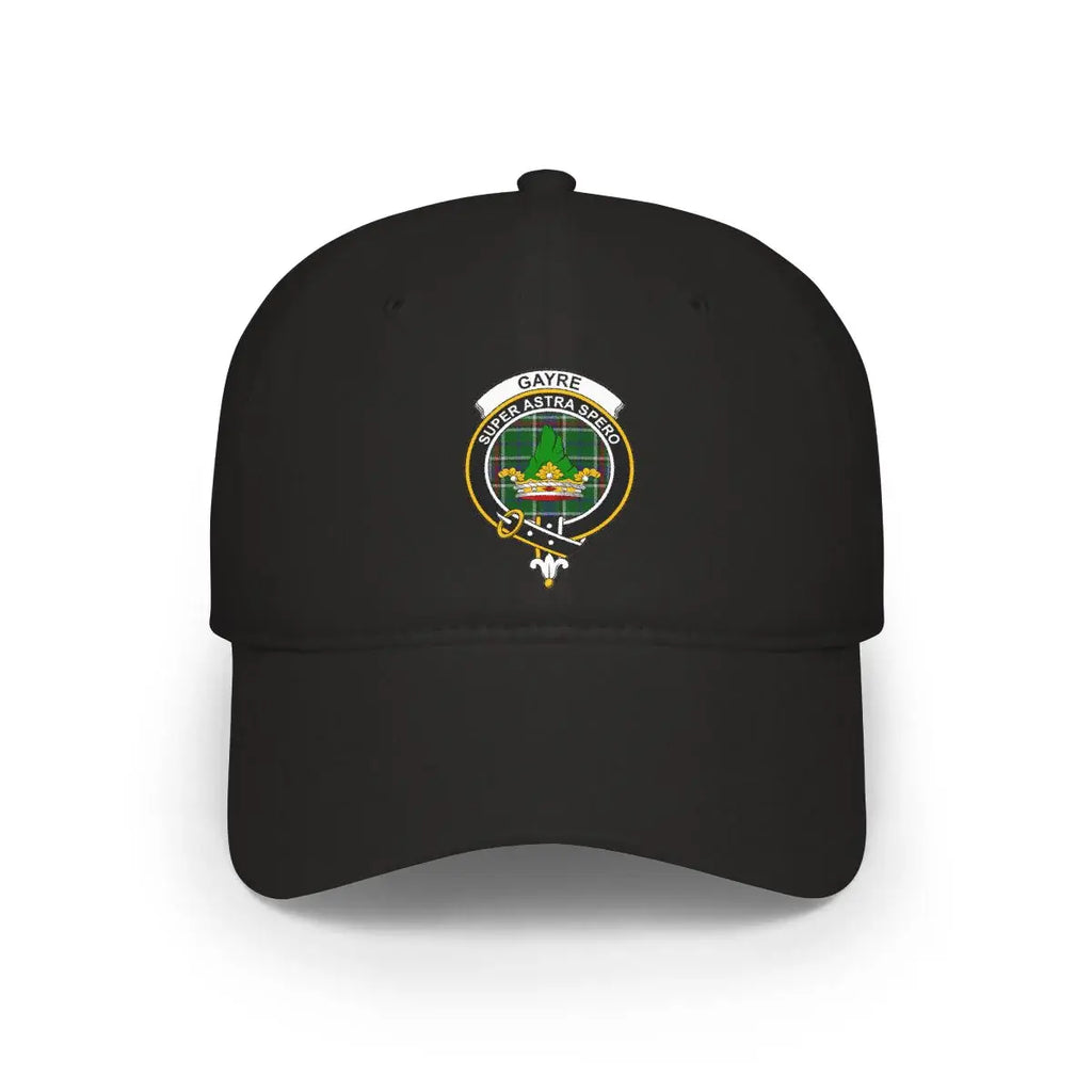 Custom Black Hat with Gayre Family Crest Embroidery