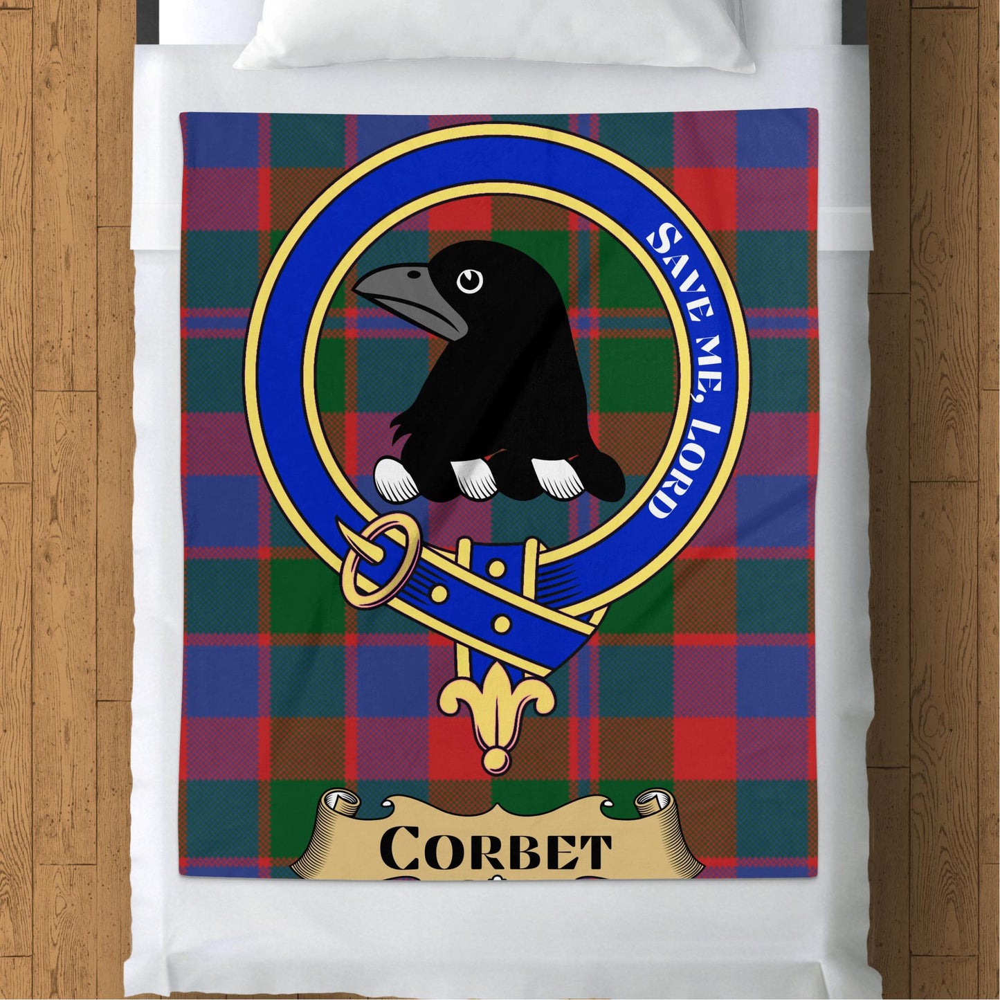 Scottish Clan Corbet Crest Tartan Throw Blanket - Living Stone Gifts