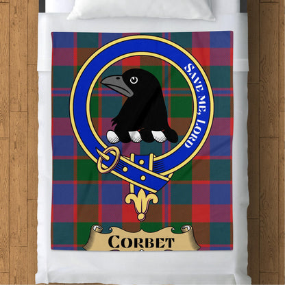 Scottish Clan Corbet Crest Tartan Throw Blanket - Living Stone Gifts