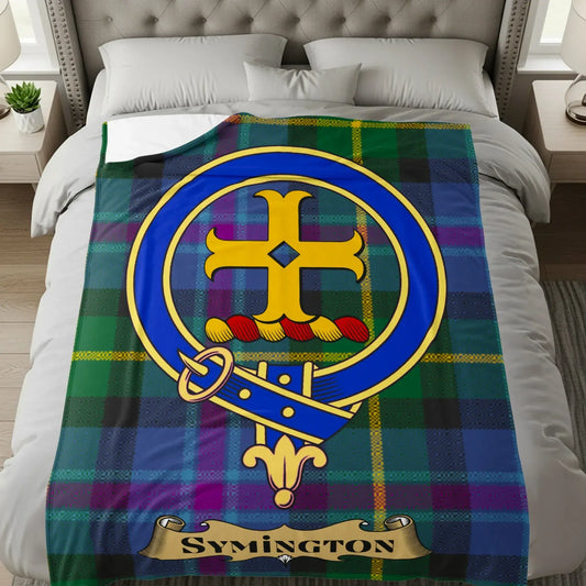 Colorful Symington Plaid Blanket with Clan Crest product