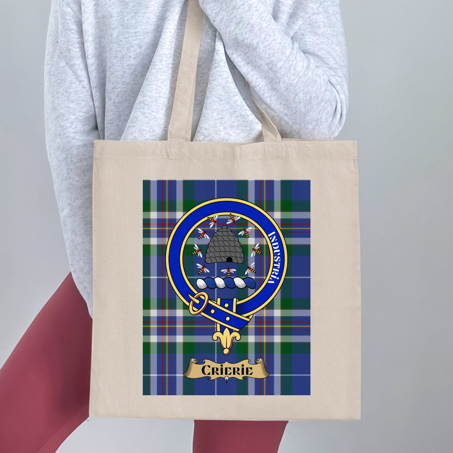 Scottish clan crest on crieff tartan tote bag - Living Stone Gifts