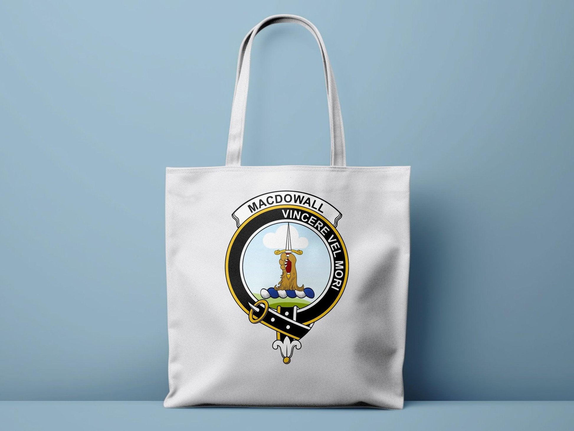 Macdowall Clan Crest Tote Bags - Celtic Ancestry Gifts