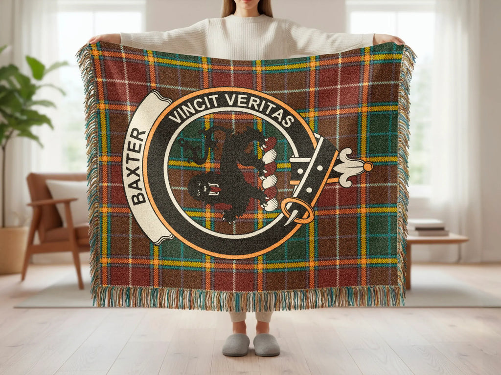 Baxter Vincit Veritas Plaid Tartan Throw Blanket