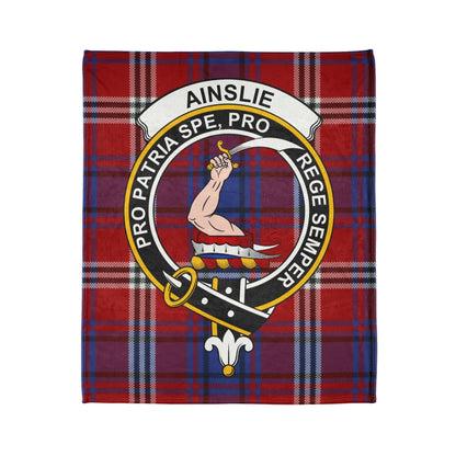 Ainslie Clan Crest Tartan Scottish Throw Blanket