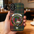 Clan Burnett tartan phone case — glossy finish, Virescit Vulnere Virtus crest design, front view
