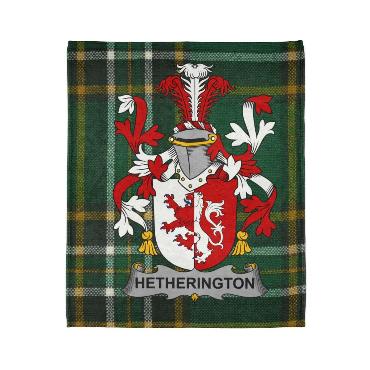 Hetherington Family Crest on Plaid Background product
