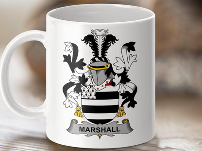 Marshall Surname Irish Family Coat of Arms Mug - Celtic Ancestry Gifts