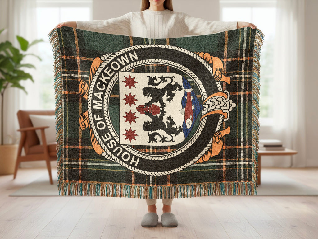 McKeown surname blanket showing Irish National Tartan woven design