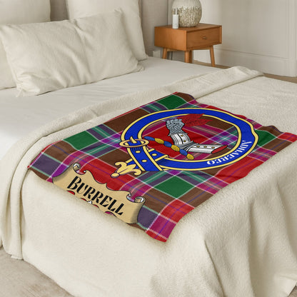 Scottish Clan Burrell Crest Tartan Throw Blanket - Living Stone Gifts