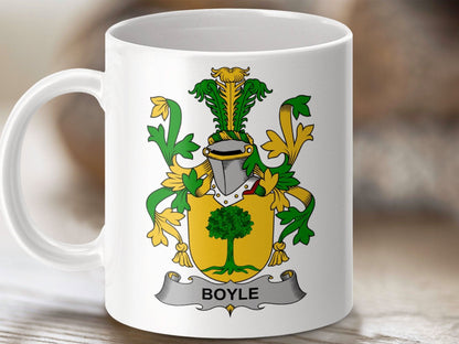 Boyle Family Crest Tree Shield Design Mug - Celtic Ancestry Gifts