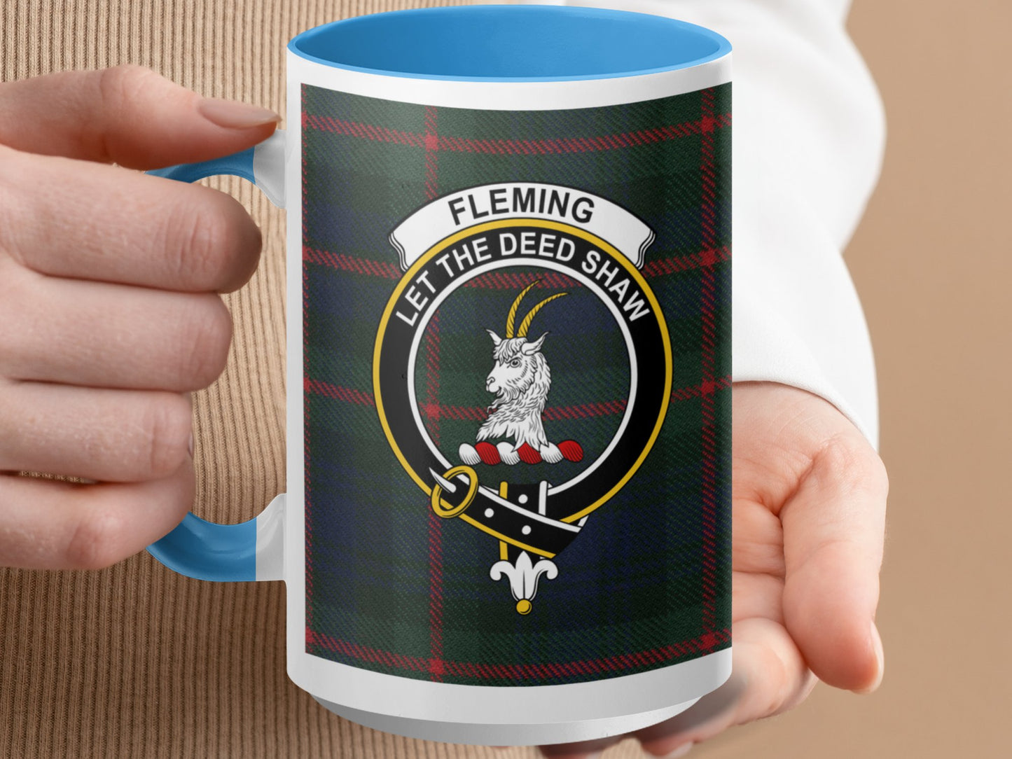 Clan Fleming Scottish Tartan Crest Mug - Living Stone Gifts