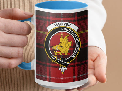 MacIver Clan Tartan Crest Plaid Design Mug - Living Stone Gifts