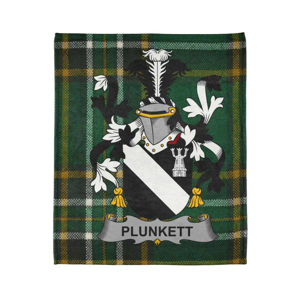 Plunkett Family Crest Tartan Shield Throw Blanket product