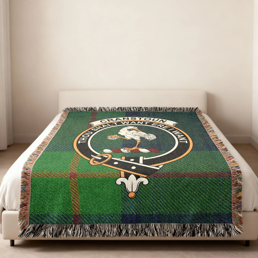 Cranstoun tartan woven blanket — 80x60 size, heirloom cotton construction, full view