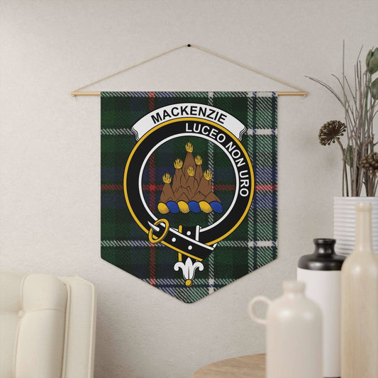 Mackenzie Clan Scottish Tartan Luceo Non Uro Wall Pennant - Celtic Ancestry Gifts