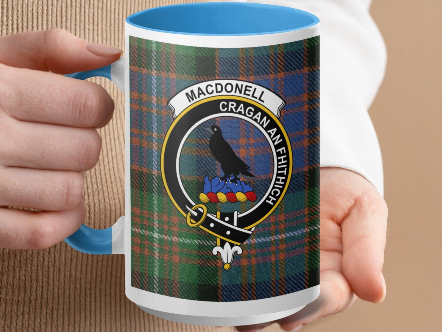 Macdonell Clan Crest Plaid Tartan Design Coffee Mug - Living Stone Gifts