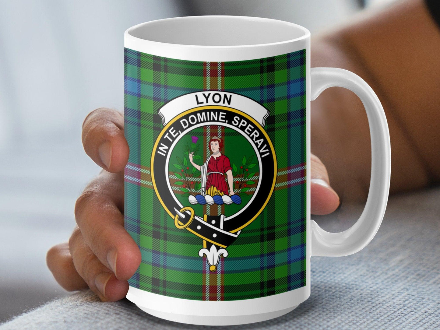 Scottish Clan Lyon Tartan Plaid Crest Design Mug - Living Stone Gifts