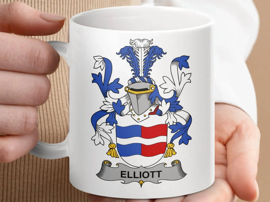 Elliott Surname Irish Family Crest Mug - Celtic Ancestry Gifts