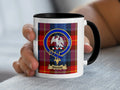 Shank tartan mug with a coloured accent handle and interior