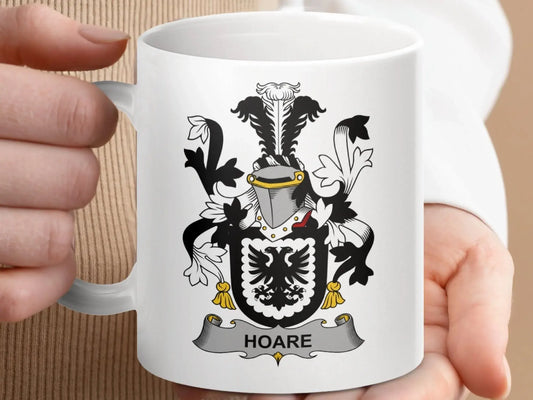 Hoare Irish Surname Family Crest Design Graphic 11 oz mug - Celtic Ancestry Gifts