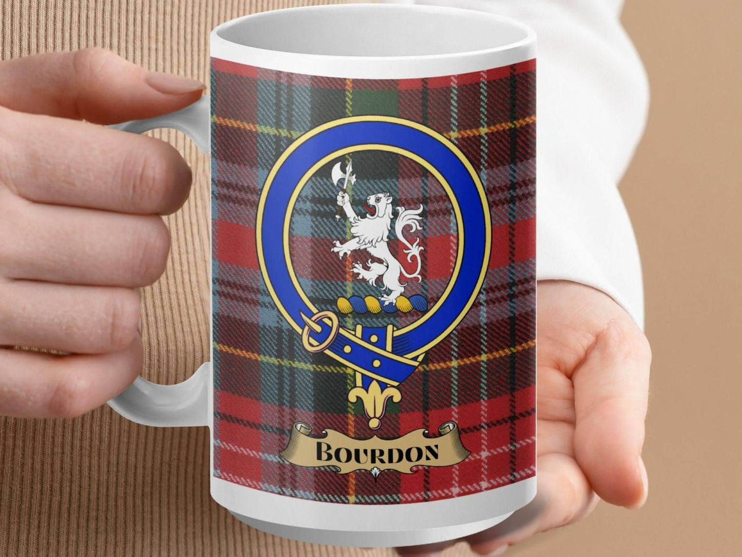 Bourdon Coat of Arms Tartan Pattern Mug product