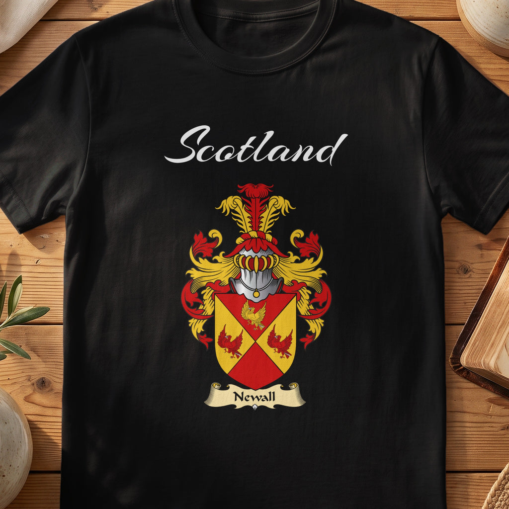 Newall Scottish family shield T-shirt in Black