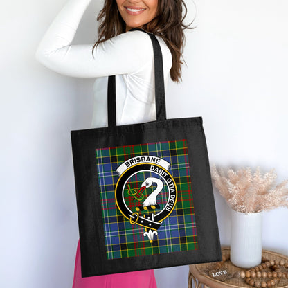 Brisbane clan Scottish Tartan Crest Tote Bag - Living Stone Gifts