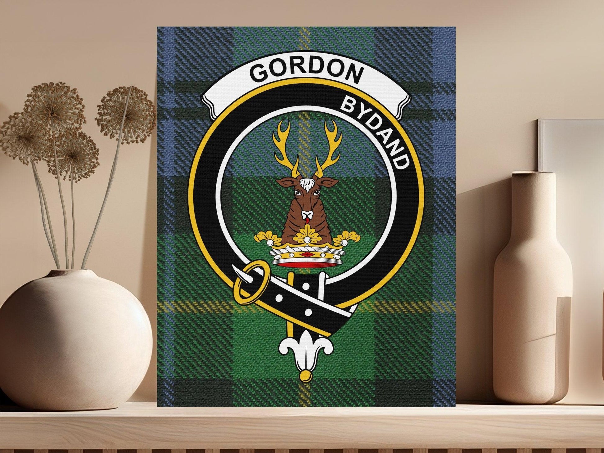 Gordon Scottish Tartan Crest Canvas - Celtic Ancestry Gifts