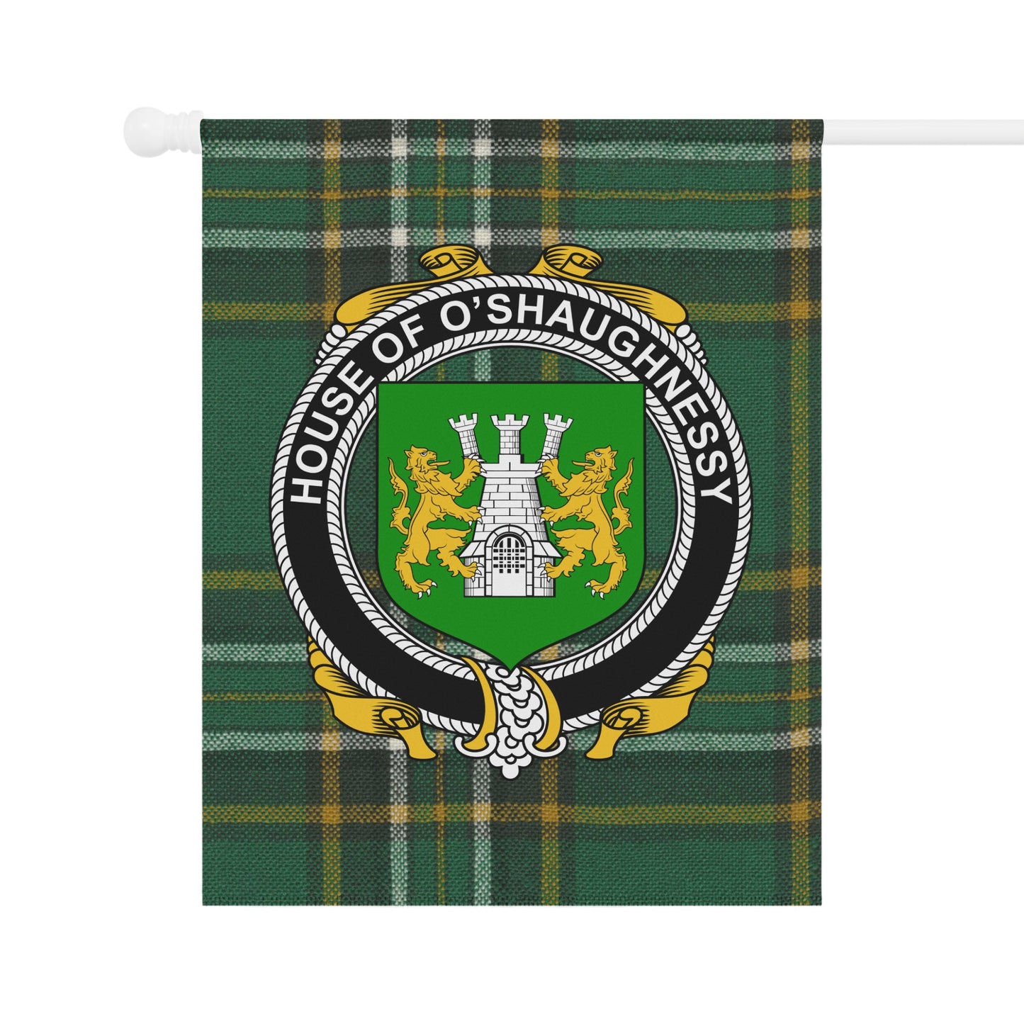 House of O'Shaughnessy Green Tartan Garden Flag
